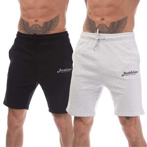 Jack And Jones Mens Gordan Beau Sweat Shorts (Pack of 2) / Black/Light Grey